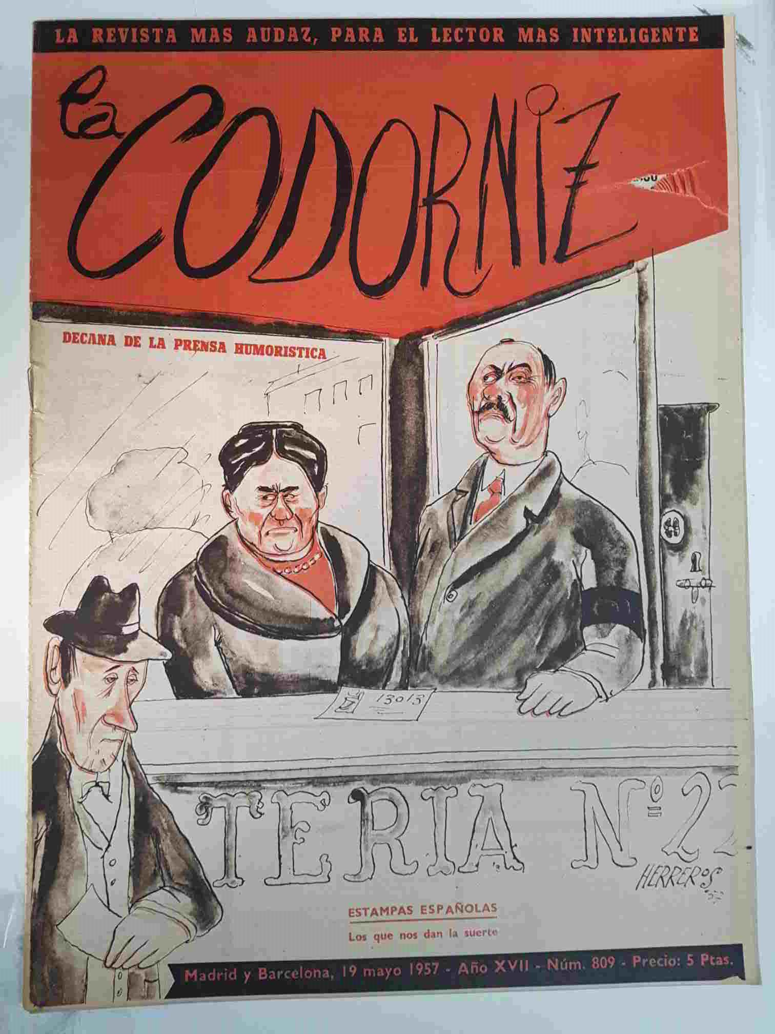 Revista: La Codorniz numero 0809, 19 de mayo de 1957 año XVII - los que nos dan la suerte