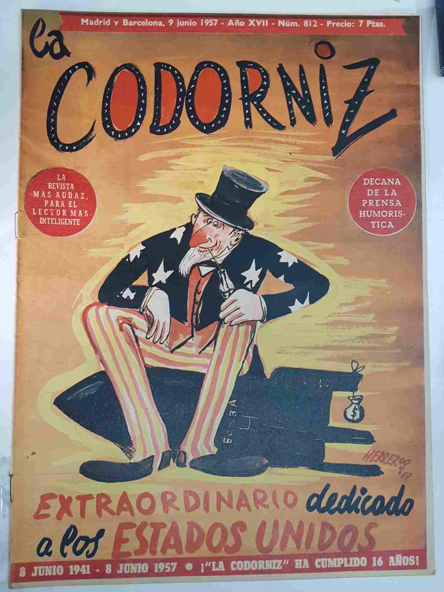 Revista: La Codorniz numero 0812 - extraordinario dedicado a los Estados Unidos, 8 de junio de 1957 año XVII 