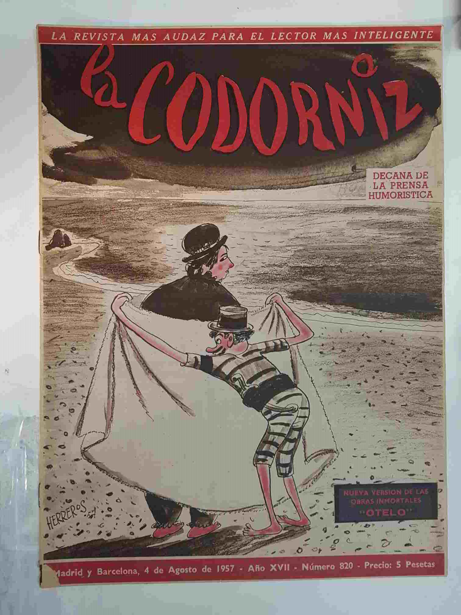 Revista: La Codorniz numero 0820, 4 de agosto de 1957 año XVII - Otelo