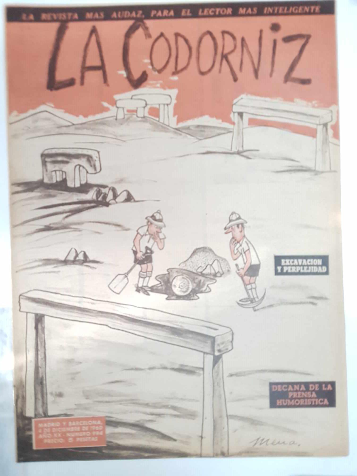 Revista la Codorniz: num 0994, Año XX, 4 de Diciembre de 1960 - Excavacion y perplejidad