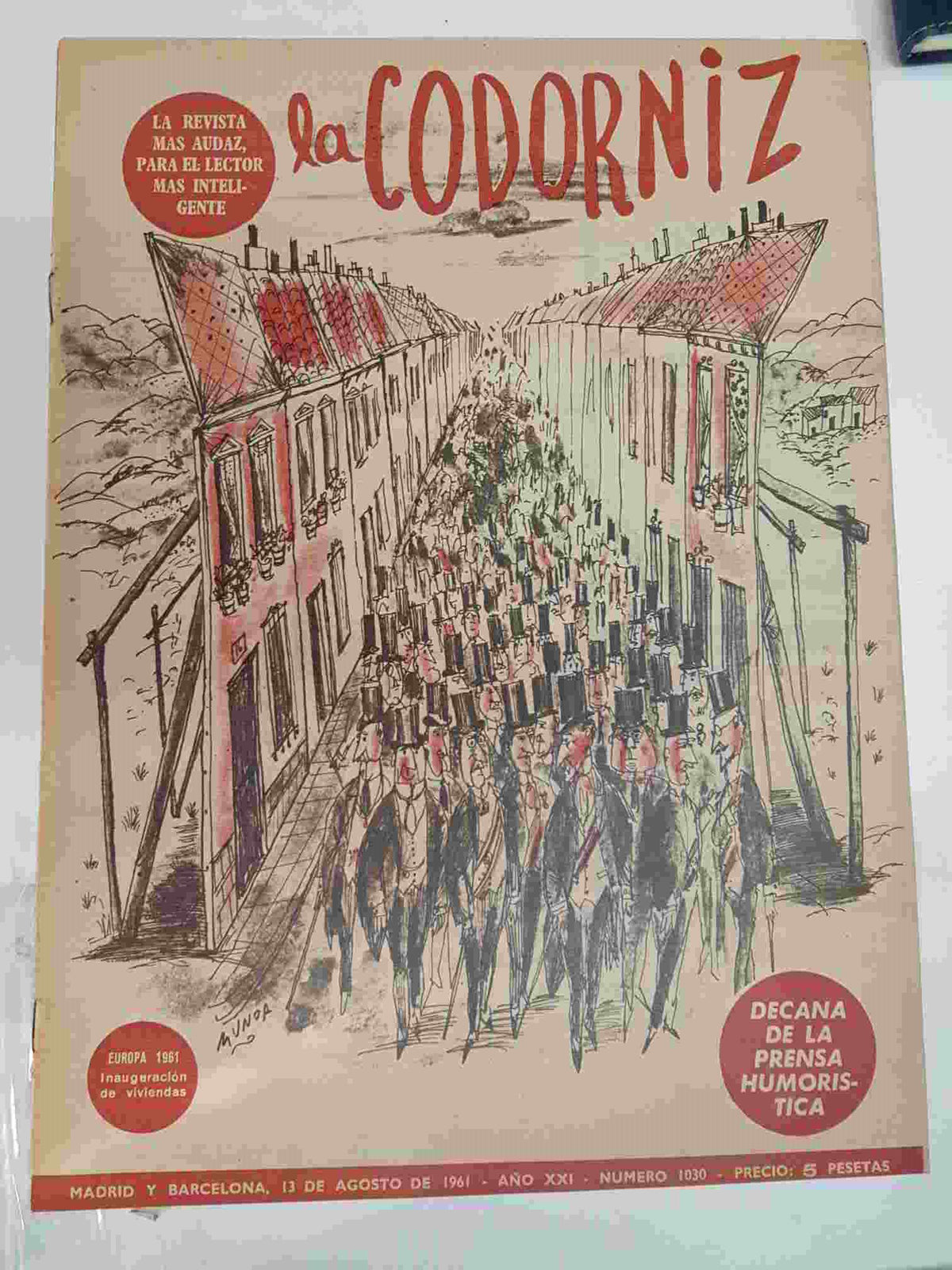 Revista la Codorniz: num 1030 Año XXI, 13 de Agosto de 1961 - Europa 1961, inauguracion de viviendas