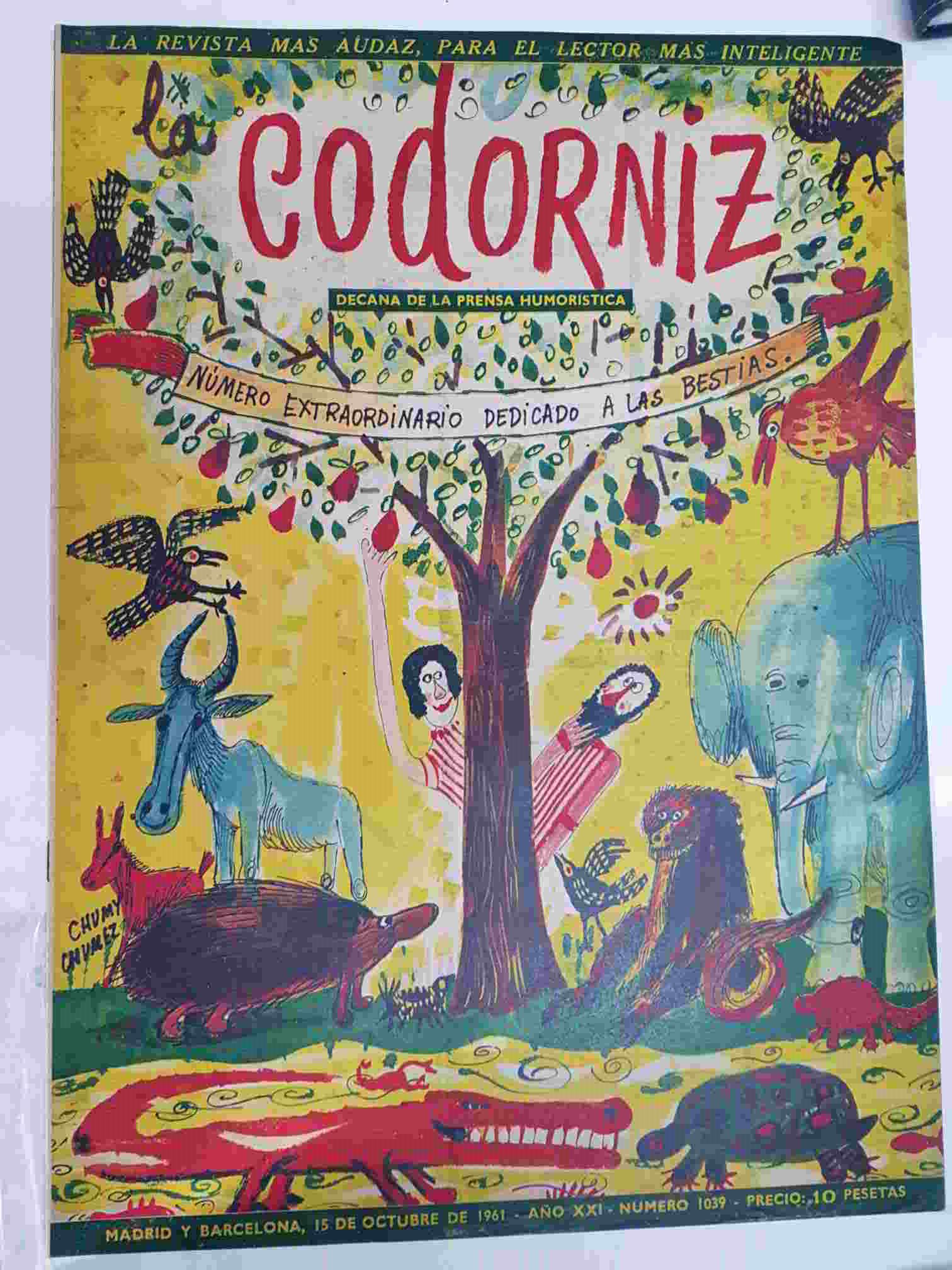Revista la Codorniz: num 1039, Extraordinario dedicado a las bestias, Año XXI, 8 de Junio de 1961
