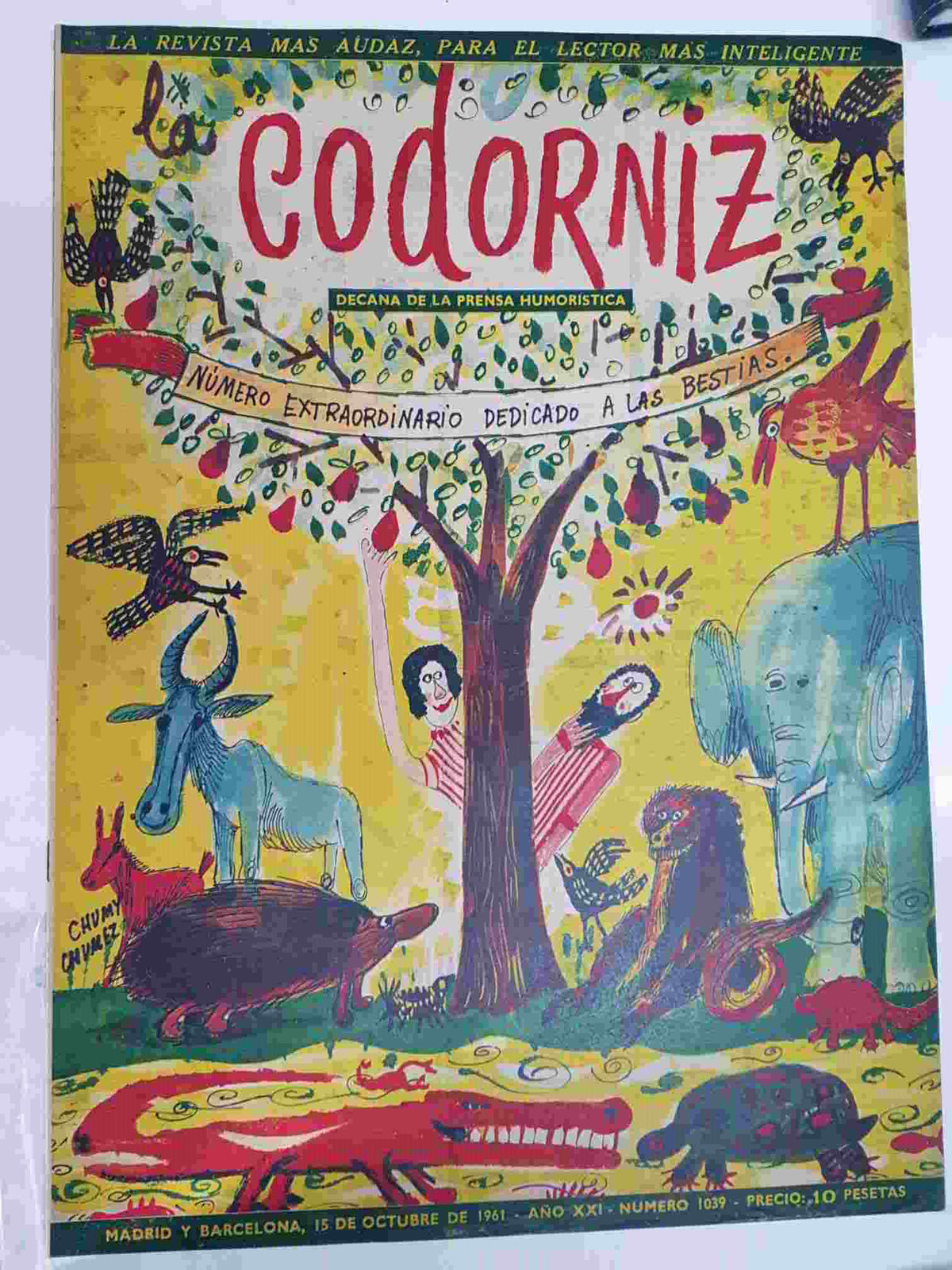 Revista la Codorniz: num 1039, Extraordinario dedicado a las bestias, Año XXI, 8 de Junio de 1961