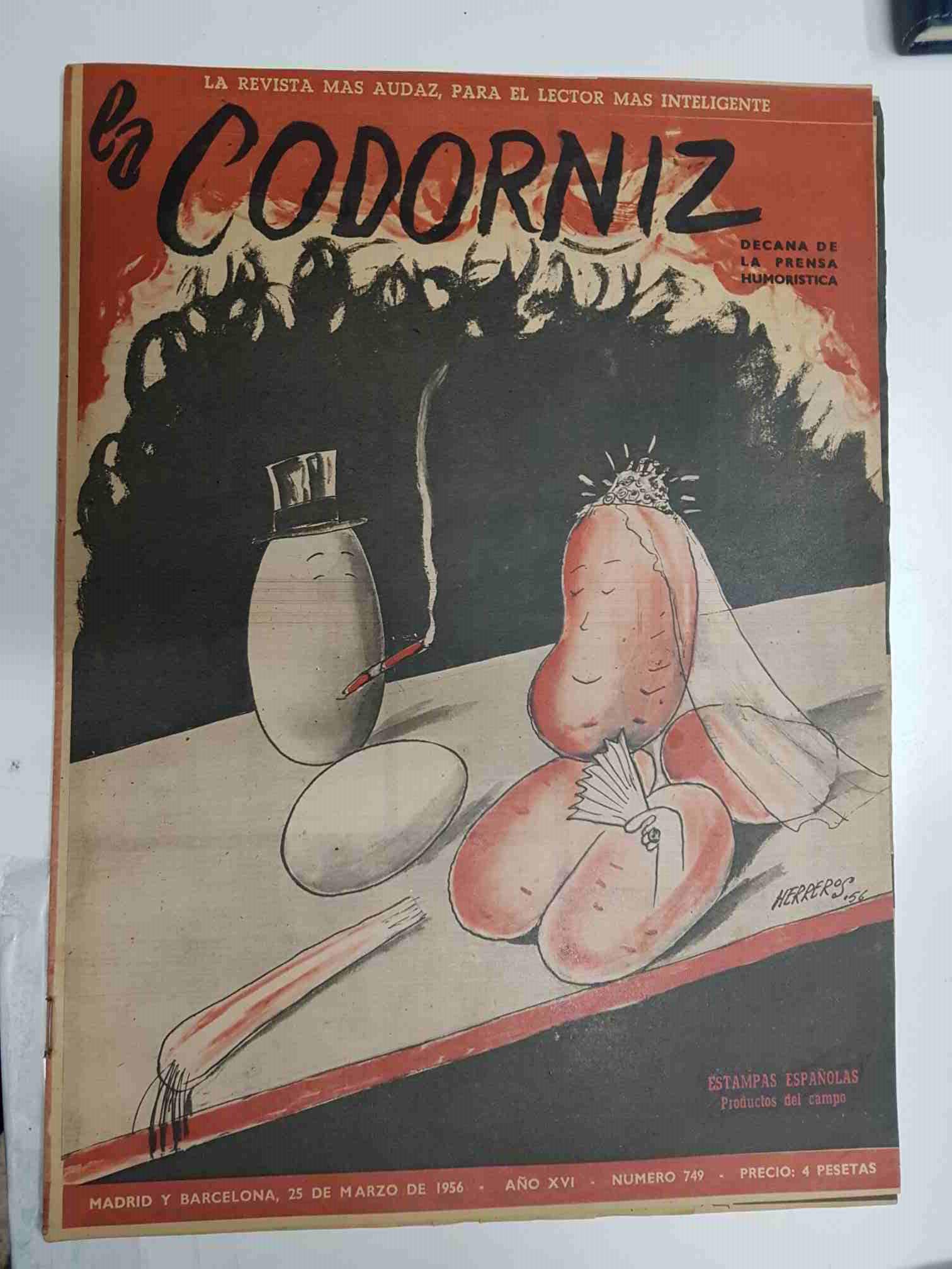 Revista la Codorniz: num 0749 Año XVI, 25 marzo 1956 - Productos del campo. Portada firmada por Herreros