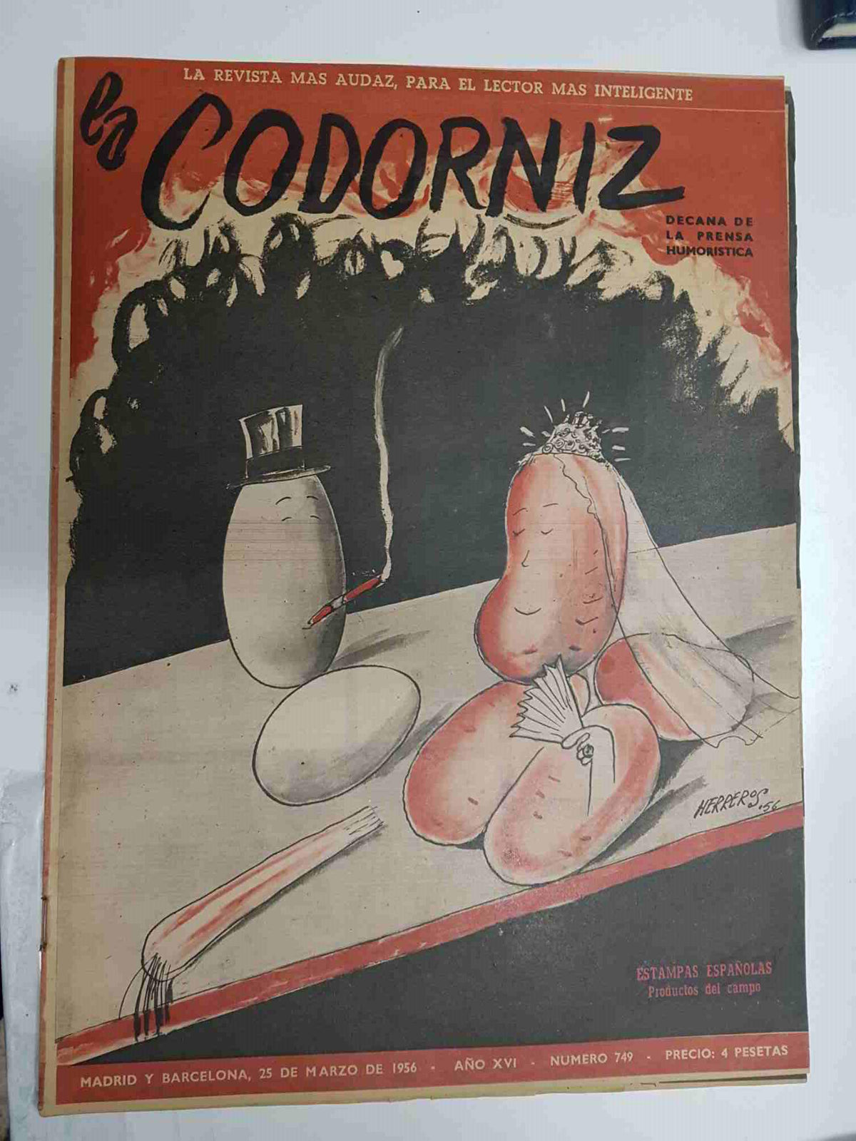 Revista la Codorniz: num 0749 Año XVI, 25 marzo 1956 - Productos del campo. Portada firmada por Herreros