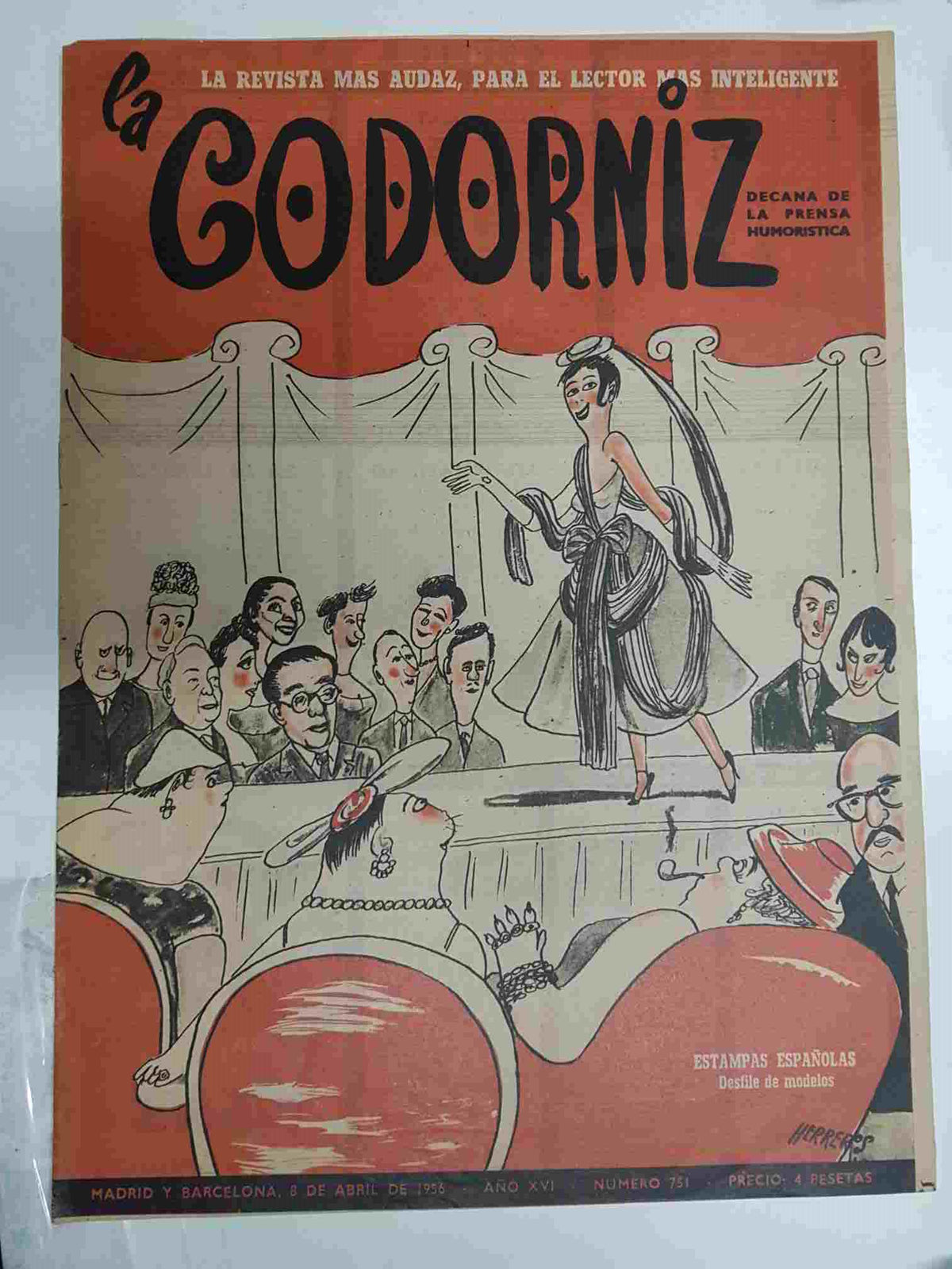Revista la Codorniz: num 0751 Año XVI, 8 abril 1956 - Desfile de modelos. Portada firmada por Herreros