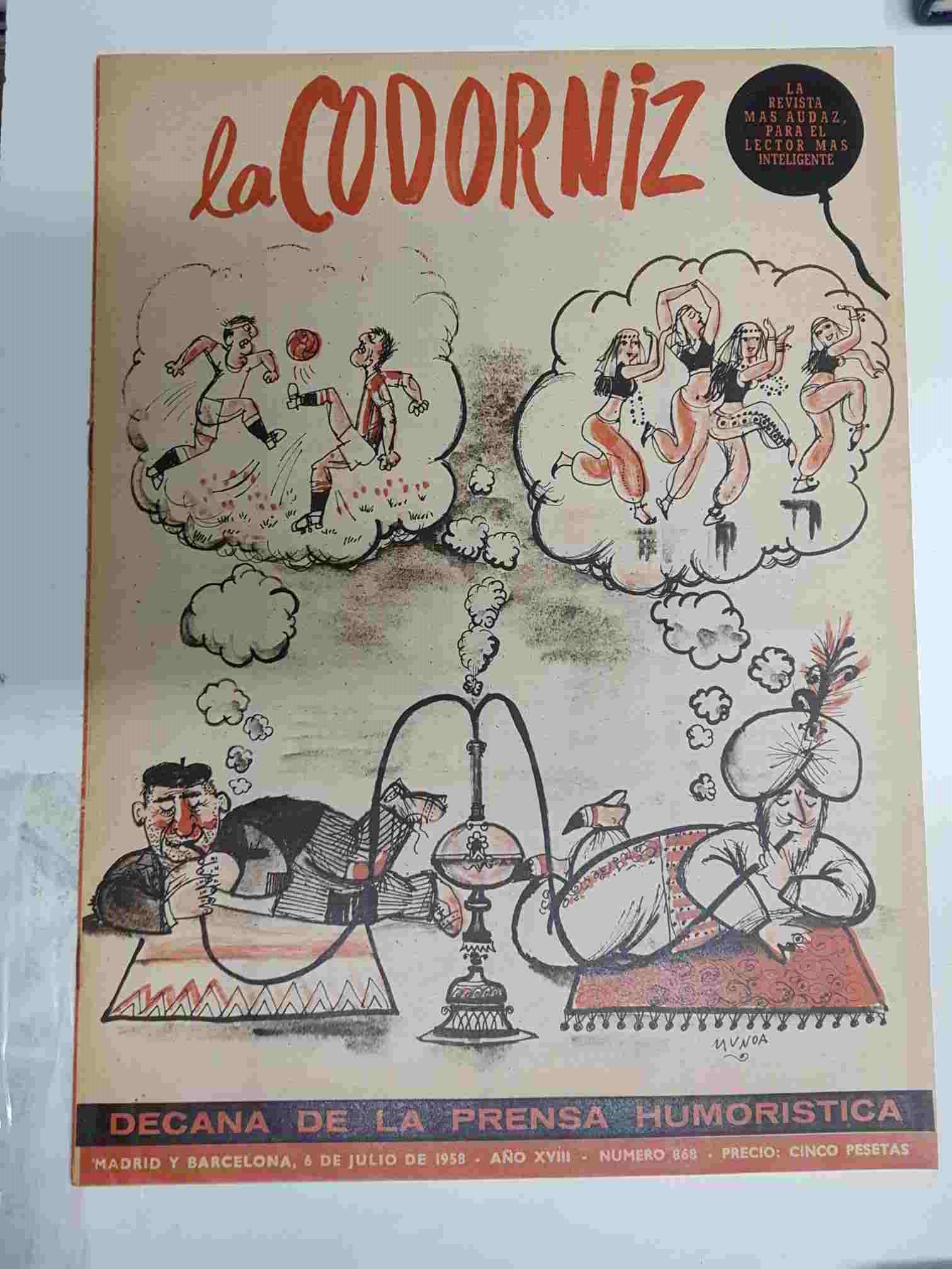 Revista la Codorniz: num 0868 Año XVIII, 6 julio 1958. Portada firmada por Munoa