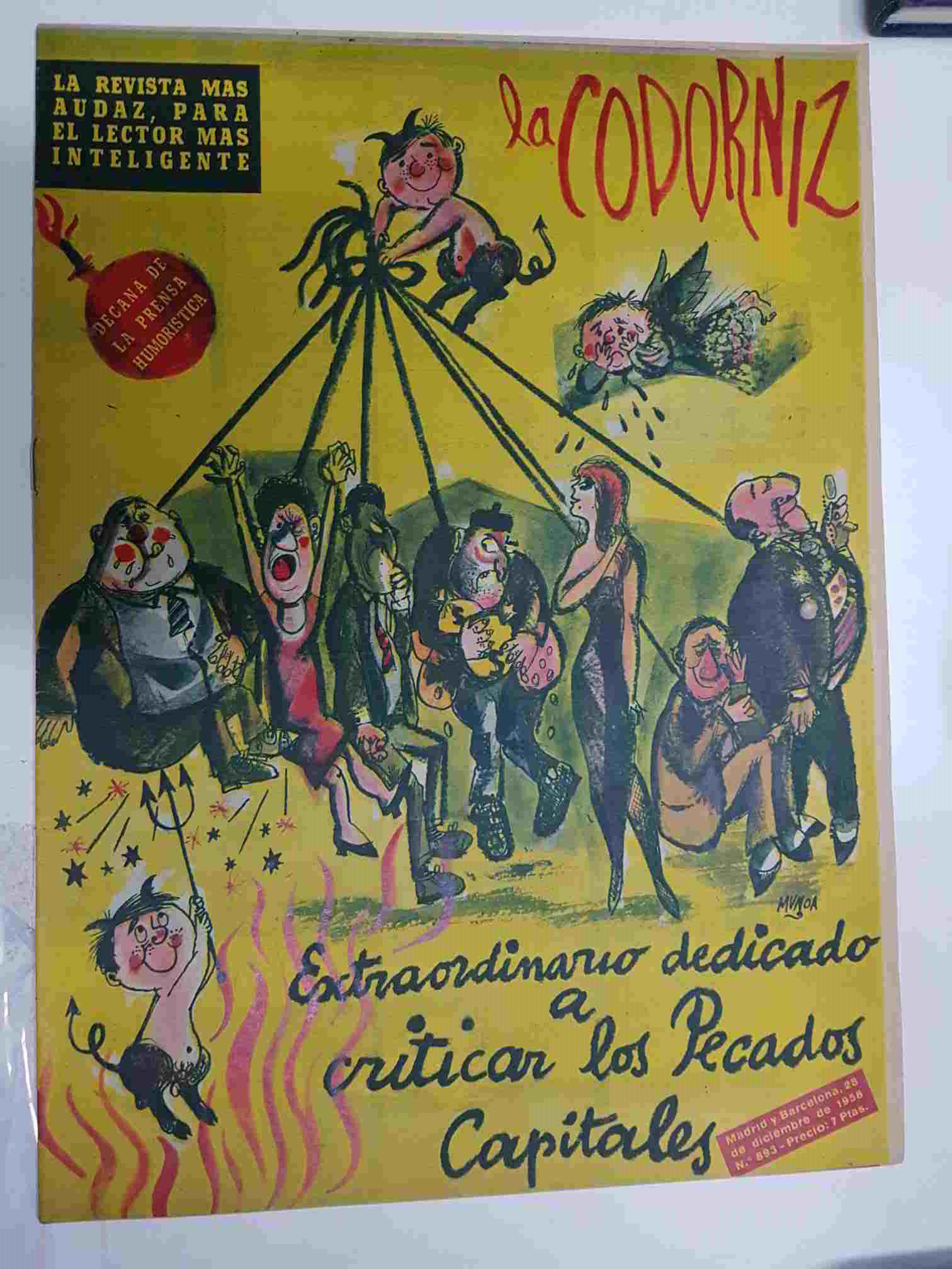 Revista la Codorniz: num 0893 Año XVIII,  28 Diciembre 1958. Extraordinario dedicado a criticar los Pecados Capitales