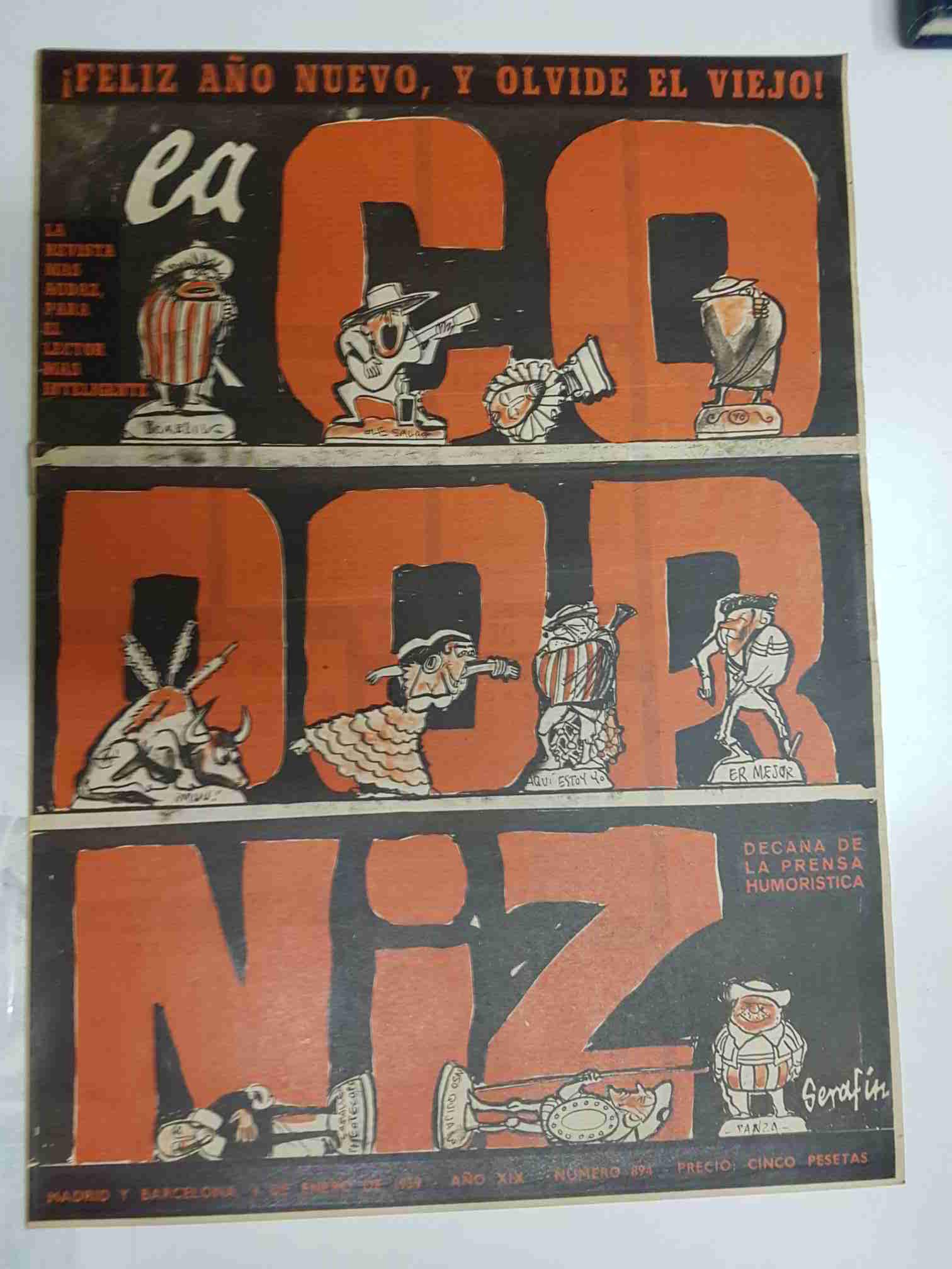 Revista la Codorniz: num 0894 Año XIX, 4 enero 1959. Portada firmada por Serafin