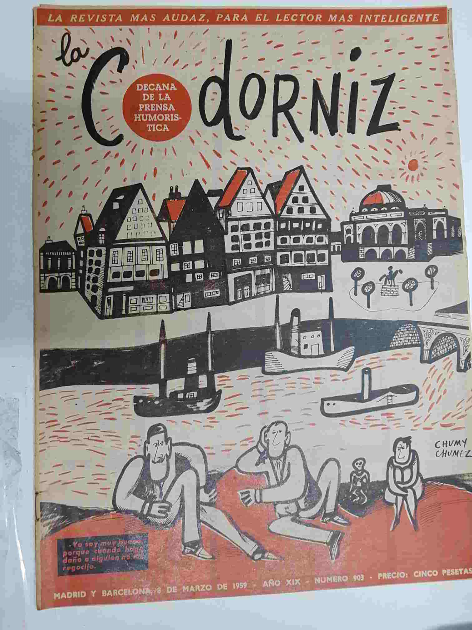 Revista la Codorniz: num 0903 Año XIX, 8 marzo 1959. Portada firmada por Chumy Chumez
