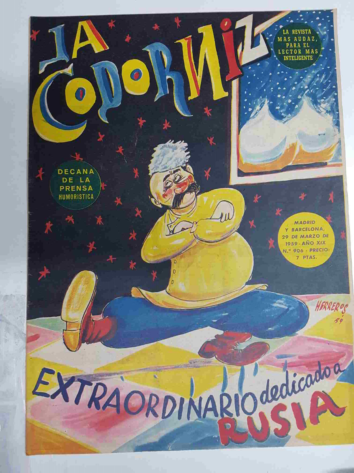 Revista la Codorniz: num 0906 Año XIX, 29 marzo 1959. Extraordinario dedicado a Rusia. Portada firmada por Herreros