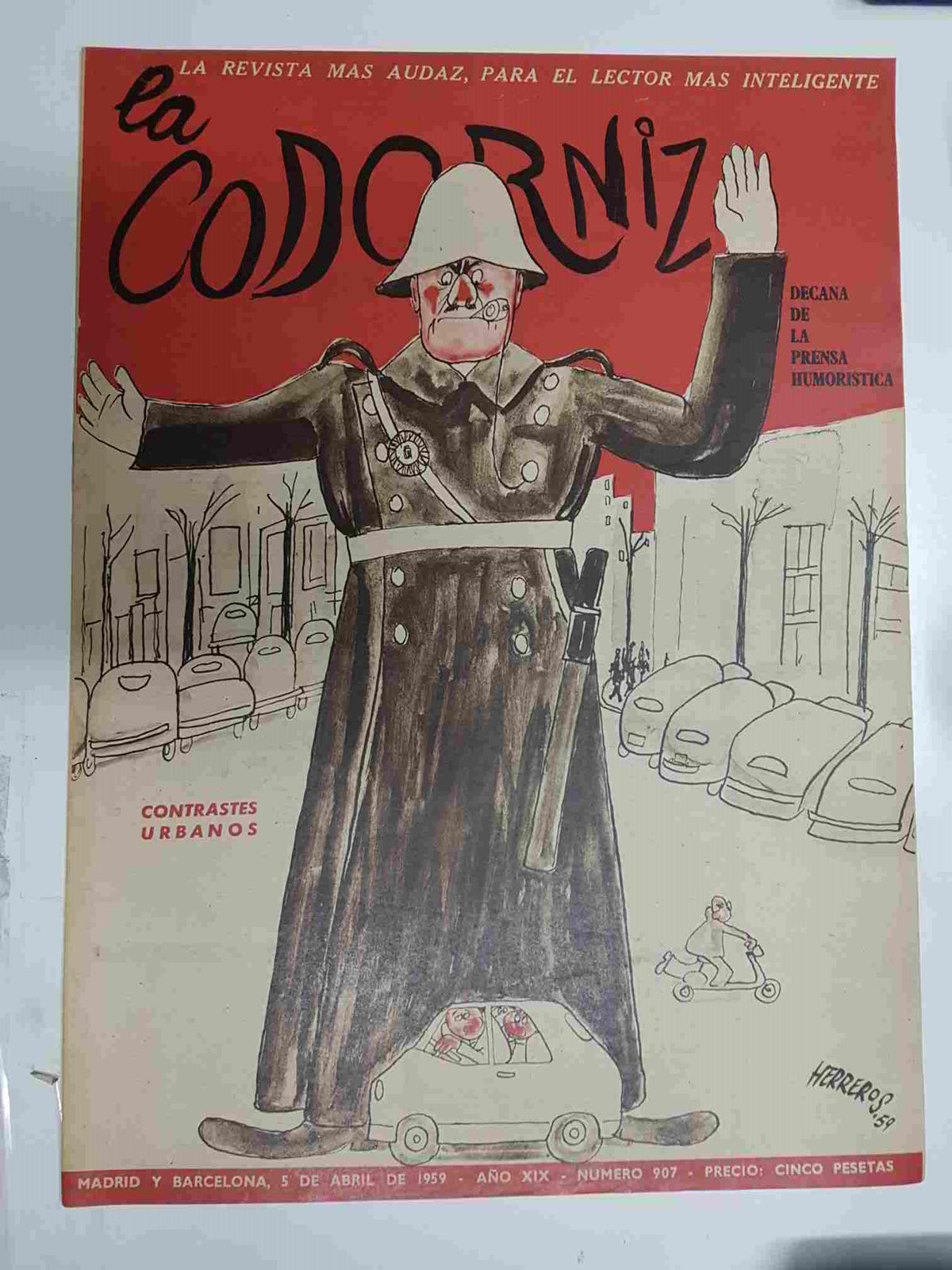 Revista la Codorniz: num 0907 Año XIX, 5 abril 1959 - Contrastes urbanos. Portada firmada por Herreros