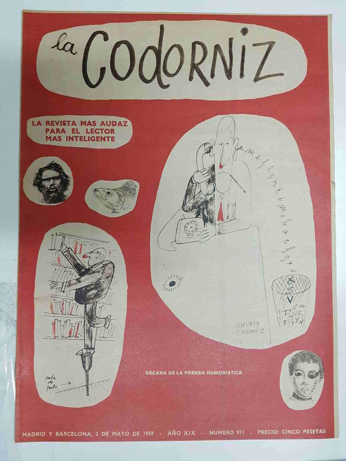 Revista la Codorniz: num 0911 Año XIX, 3 mayo 1959. Portada firmada por Chumy Chumez
