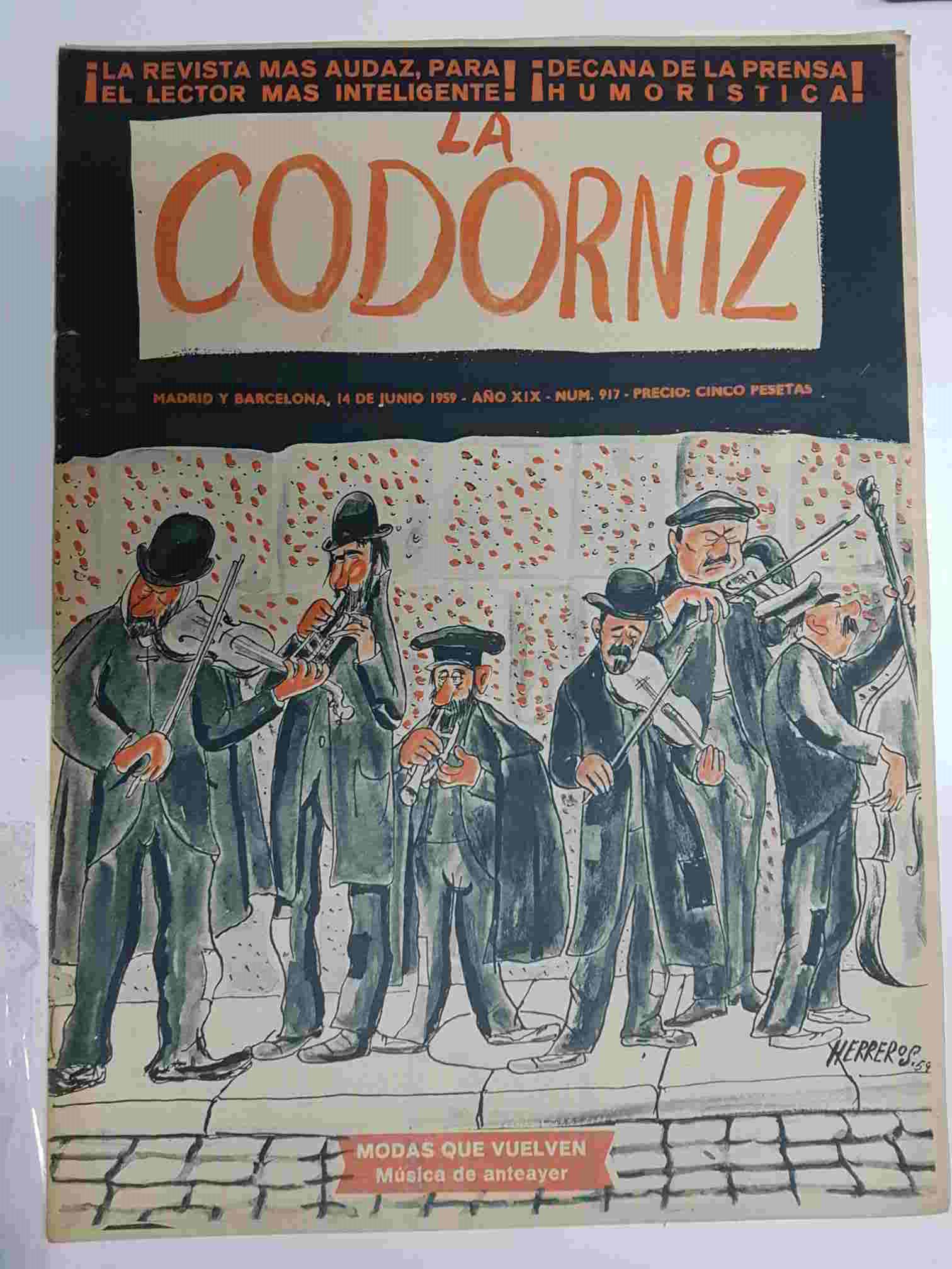 Revista la Codorniz: num 0917 Año XIX, 14 junio 1959 - Modas que vuelven. Portada firmada por Herreros