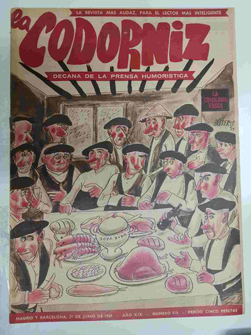 Revista la Codorniz: num 0918 Año XIX, 21 junio 1959 - La comilona vasca. Portada firmada por Herreros