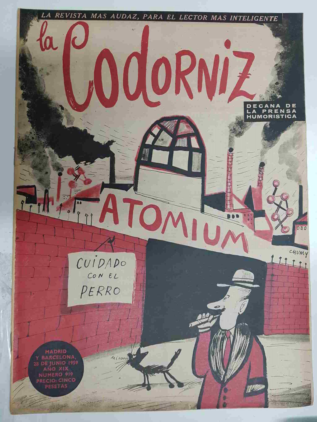 Revista la Codorniz: num 0919 Año XIX, 28 junio 1959 - Cuidado con el perro. Portada firmada por Chumy