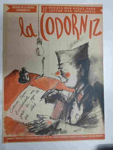 Revista la Codorniz: num 0935 Año XIX, 18 octubre 1959. Portada firmada por Munoa