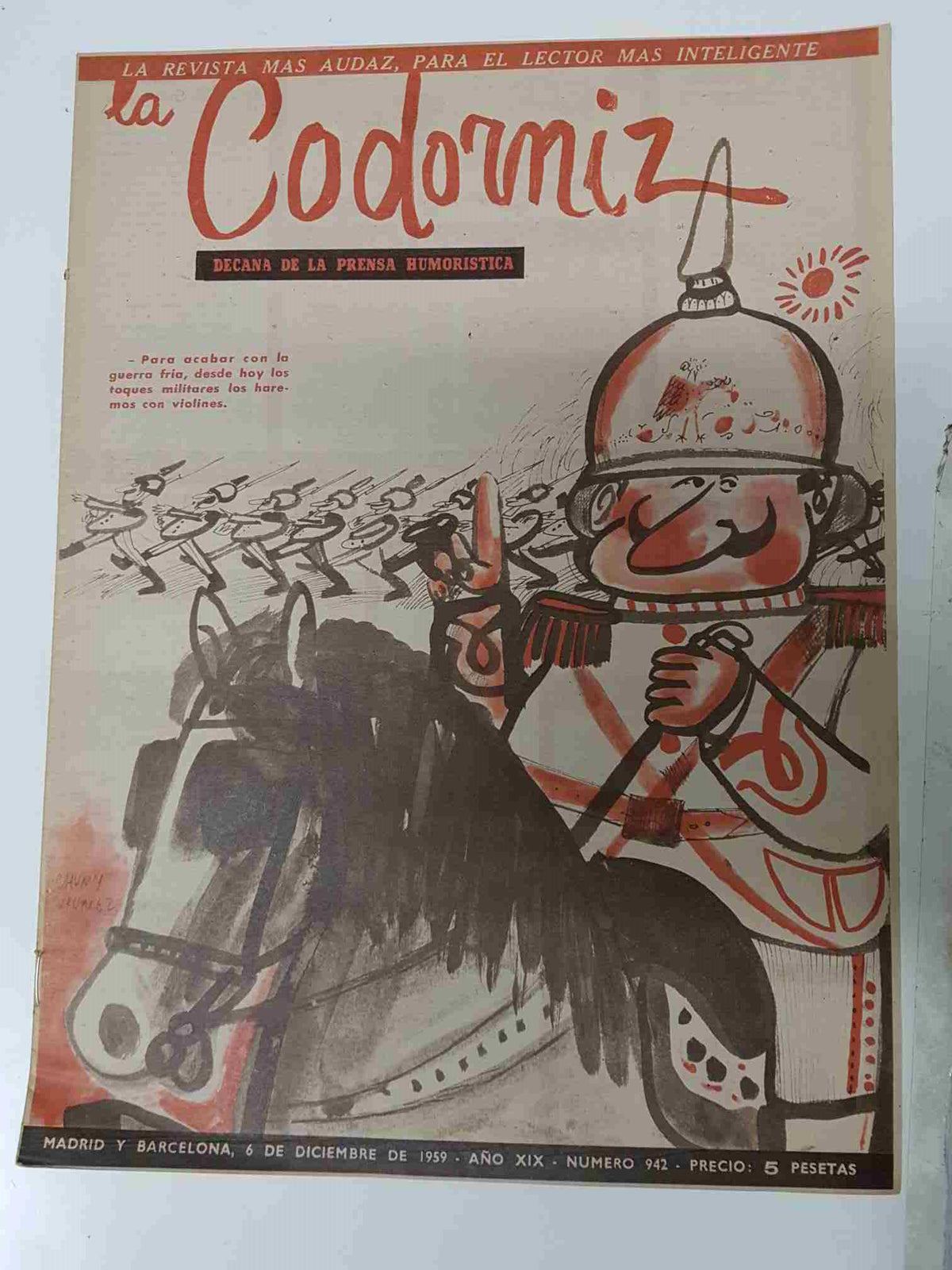 Revista la Codorniz: num 0942 Año XIX, 6 diciembre 1959. Portada firmada por Chumy Chumez