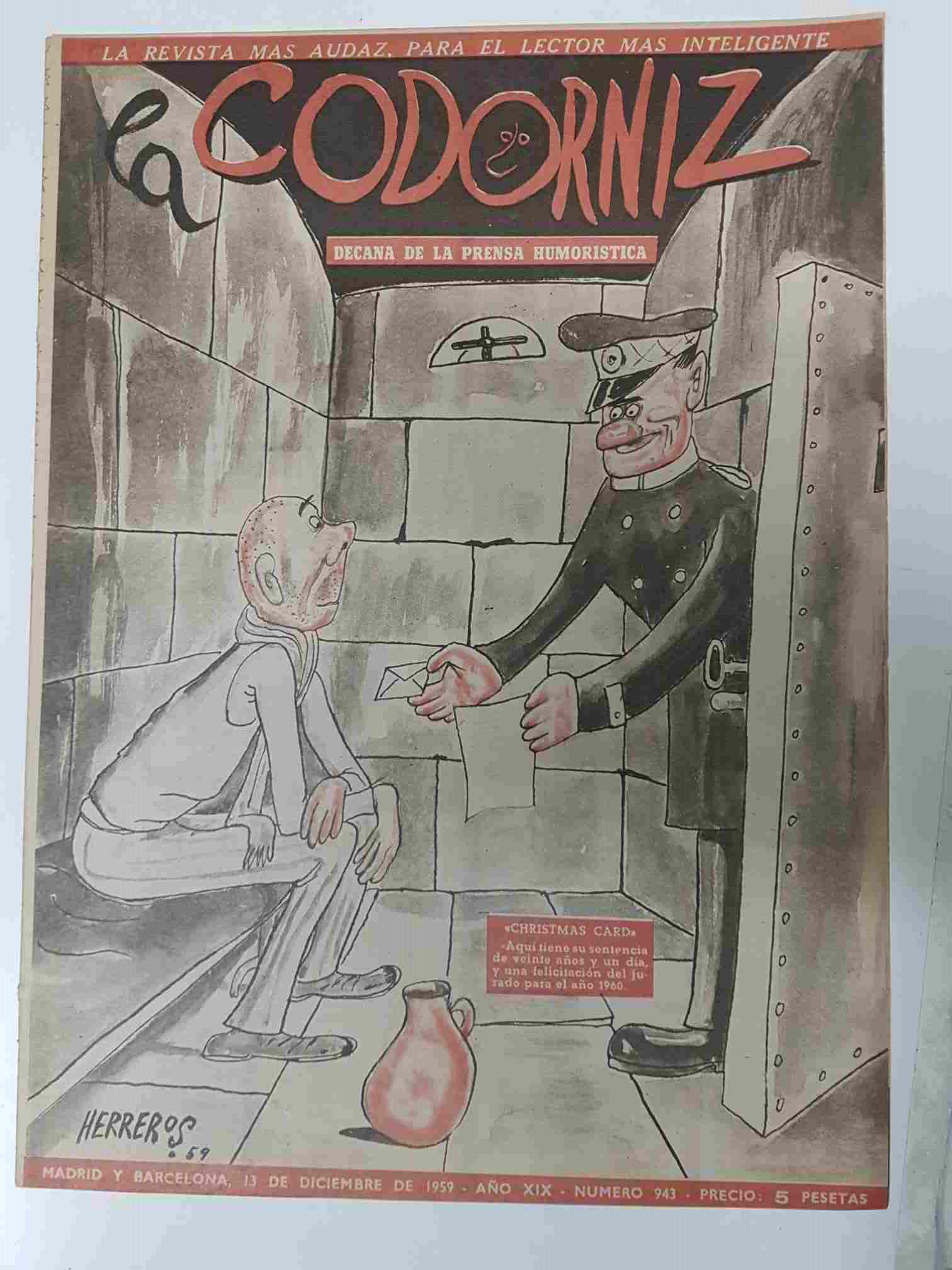 Revista la Codorniz: num 0943 Año XIX, 13 diciembre 1959 - Christmas card. Portada firmada por Herreros