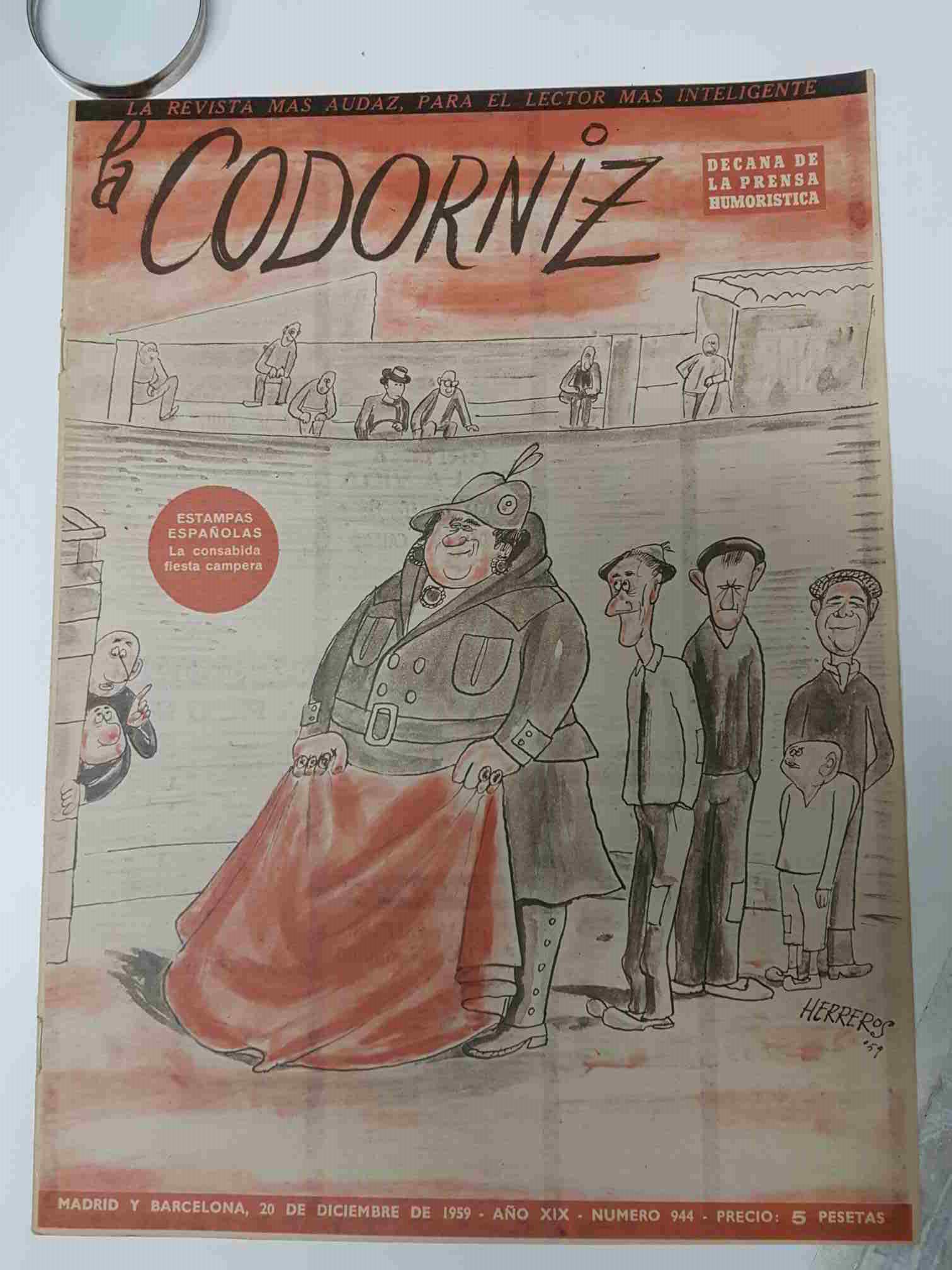 Revista la Codorniz: num 0944 Año XIX, 20 diciembre 1959 - La cosabida fiesta campera. Portada firmada por Herreros