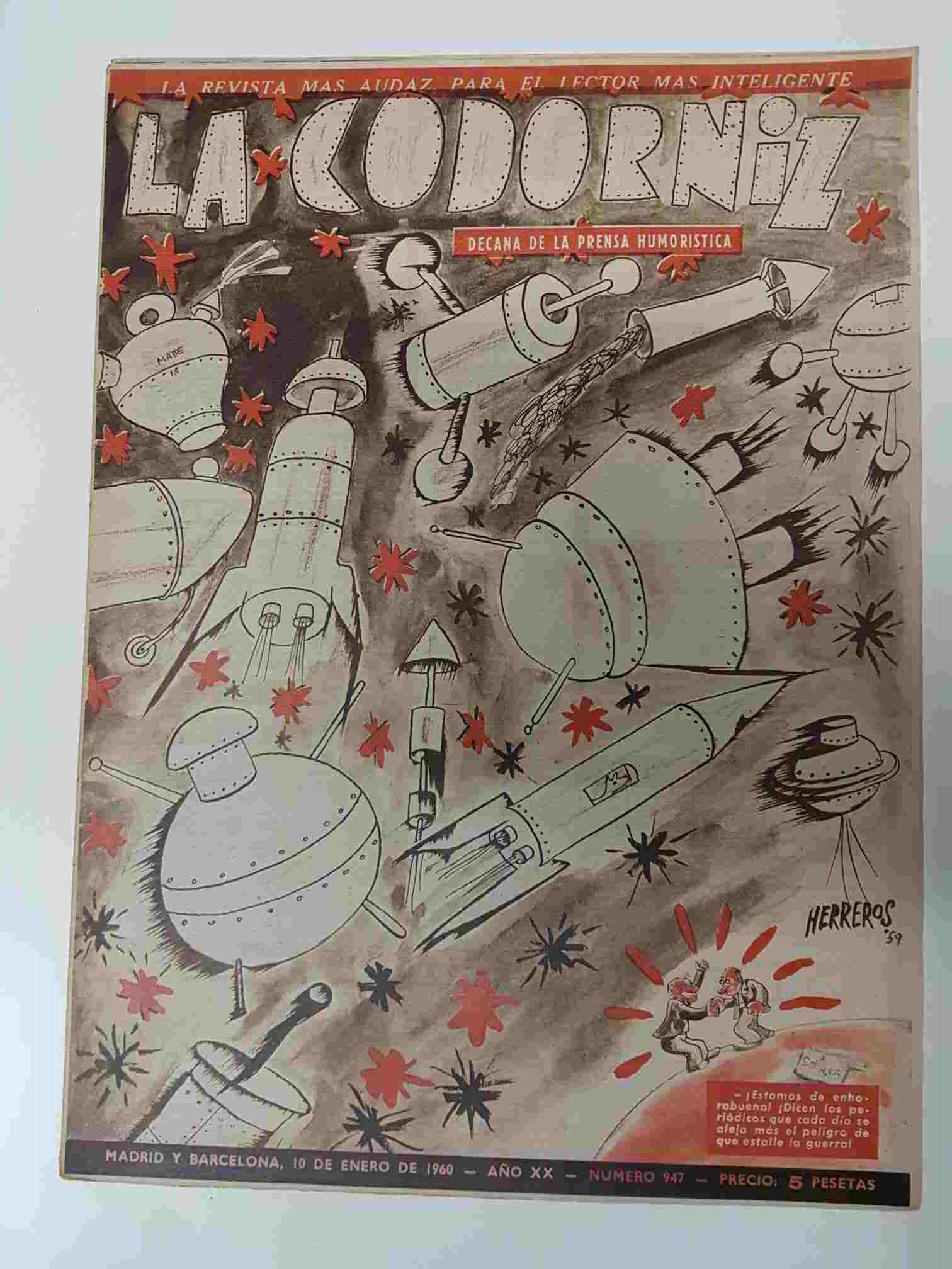 Revista la Codorniz: num 0947 Año XX, 10 enero 1961. Portada firmada por Herreros
