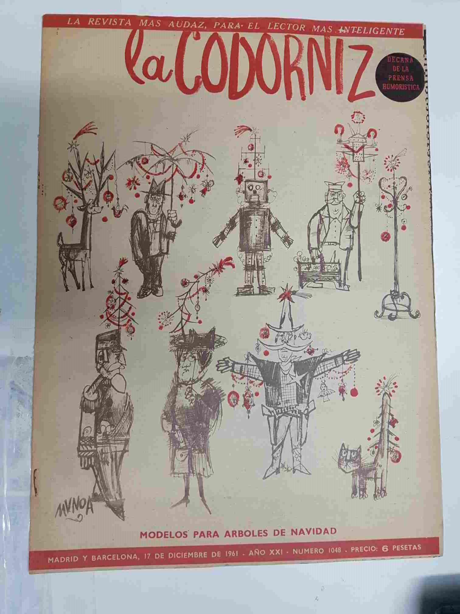 Revista la Codorniz: num 1048 Año XXI, 17 diciembre 1961. Portada firmada por Munoa