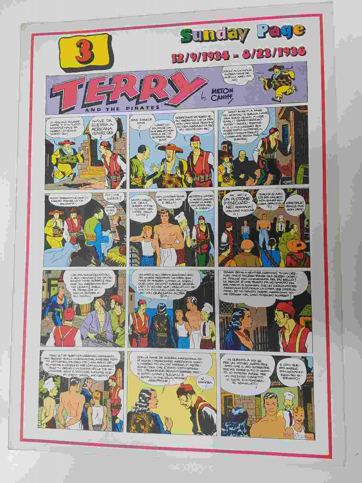 Comic serie Terry and the Pirates: vol. 33, 1977 by Milton Caniff. 3, Sunday Page 12/9/1934 al 8/23/1936. Idioma: italiano
