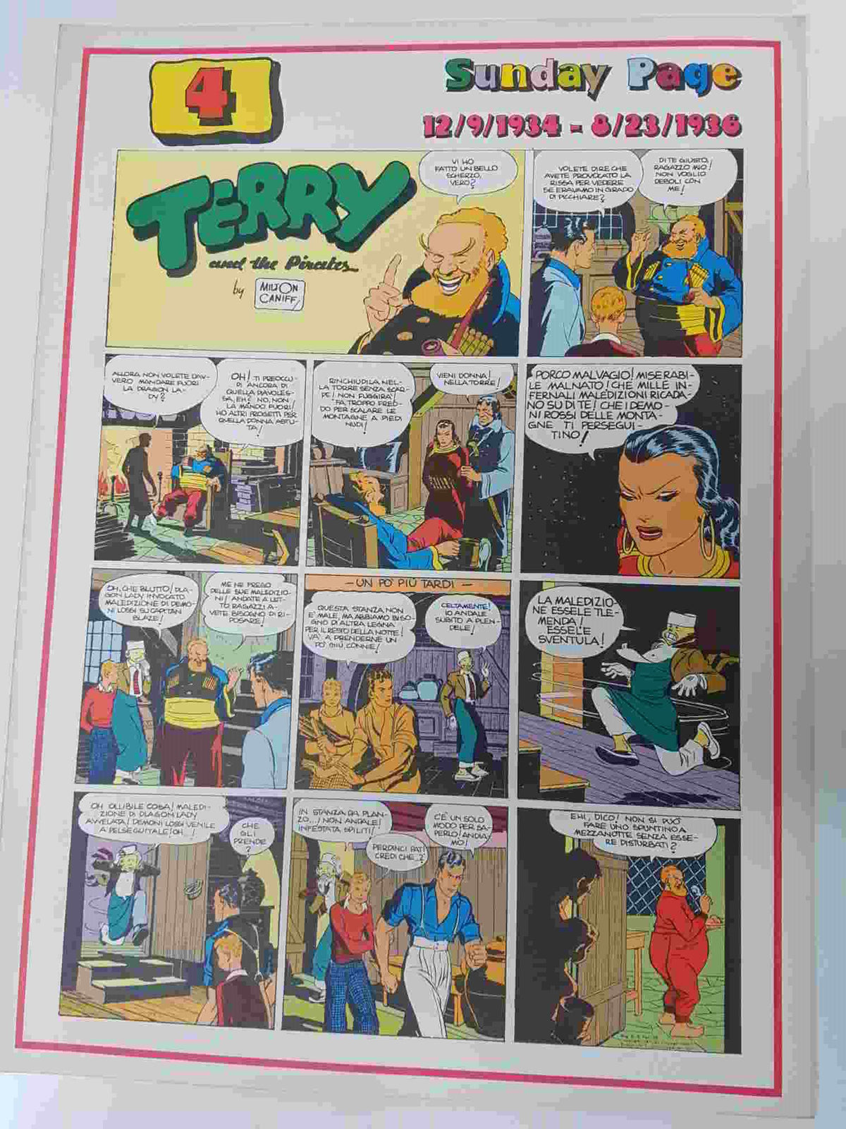 Comic serie Terry and the Pirates: vol. 34, 1977 by Milton Caniff. 4, Sunday Page 12/9/1934 al 8/23/1936. Idioma: italiano