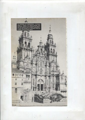 Lamina Maravillas del Mundo: patio de los leones en la alhambra y catedral de compostela