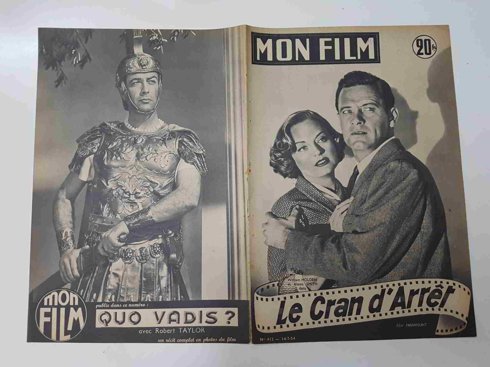 Revista: Mon Film num 412, 14-7-54. Le Cran dArret. Portada: William Holden et Alexis Smith