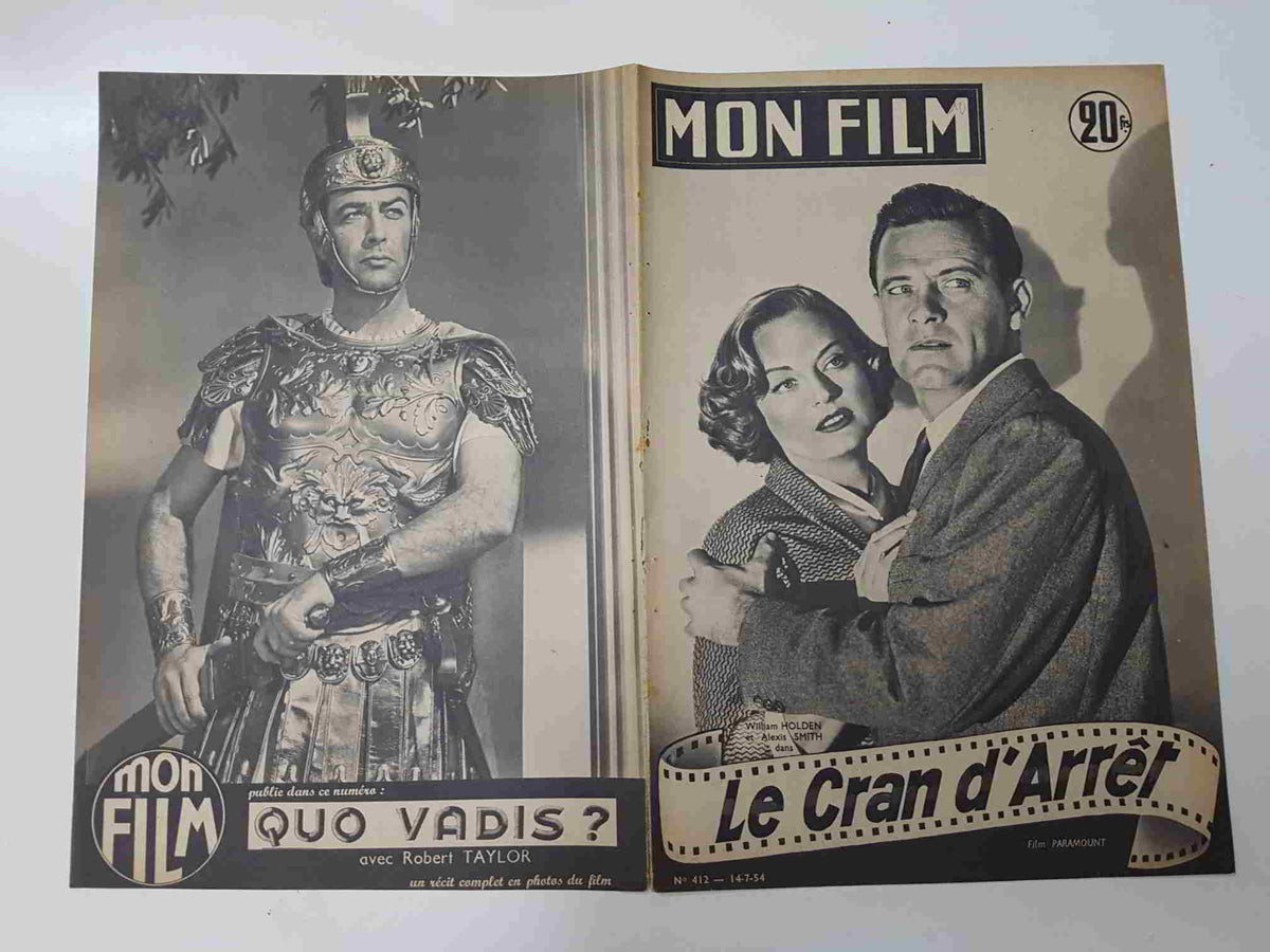 Revista: Mon Film num 412, 14-7-54. Le Cran dArret. Portada: William Holden et Alexis Smith