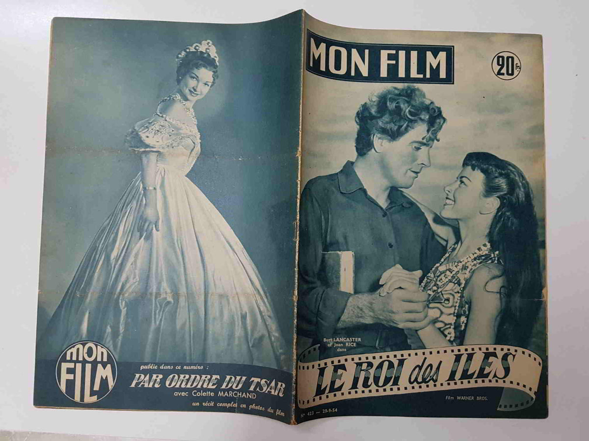 Revista: Mon Film num 423, 29-9-54. Le roi des iles. Portada: Burt Lancaster et Joan Rice