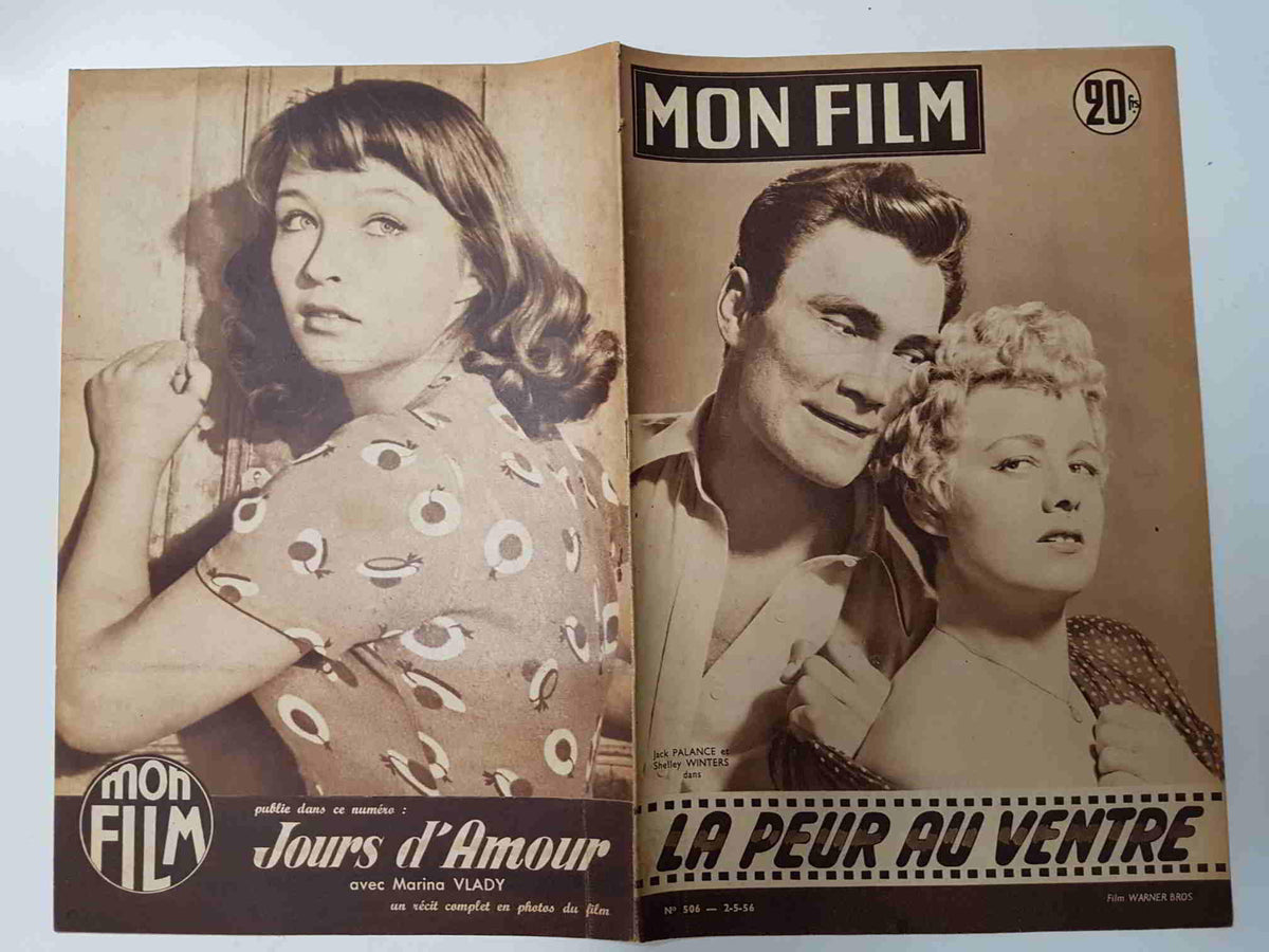 Revista: Mon Film num 506, 2-5-56. La peur au ventre. Portada: Jack Palance et Shelley Winters