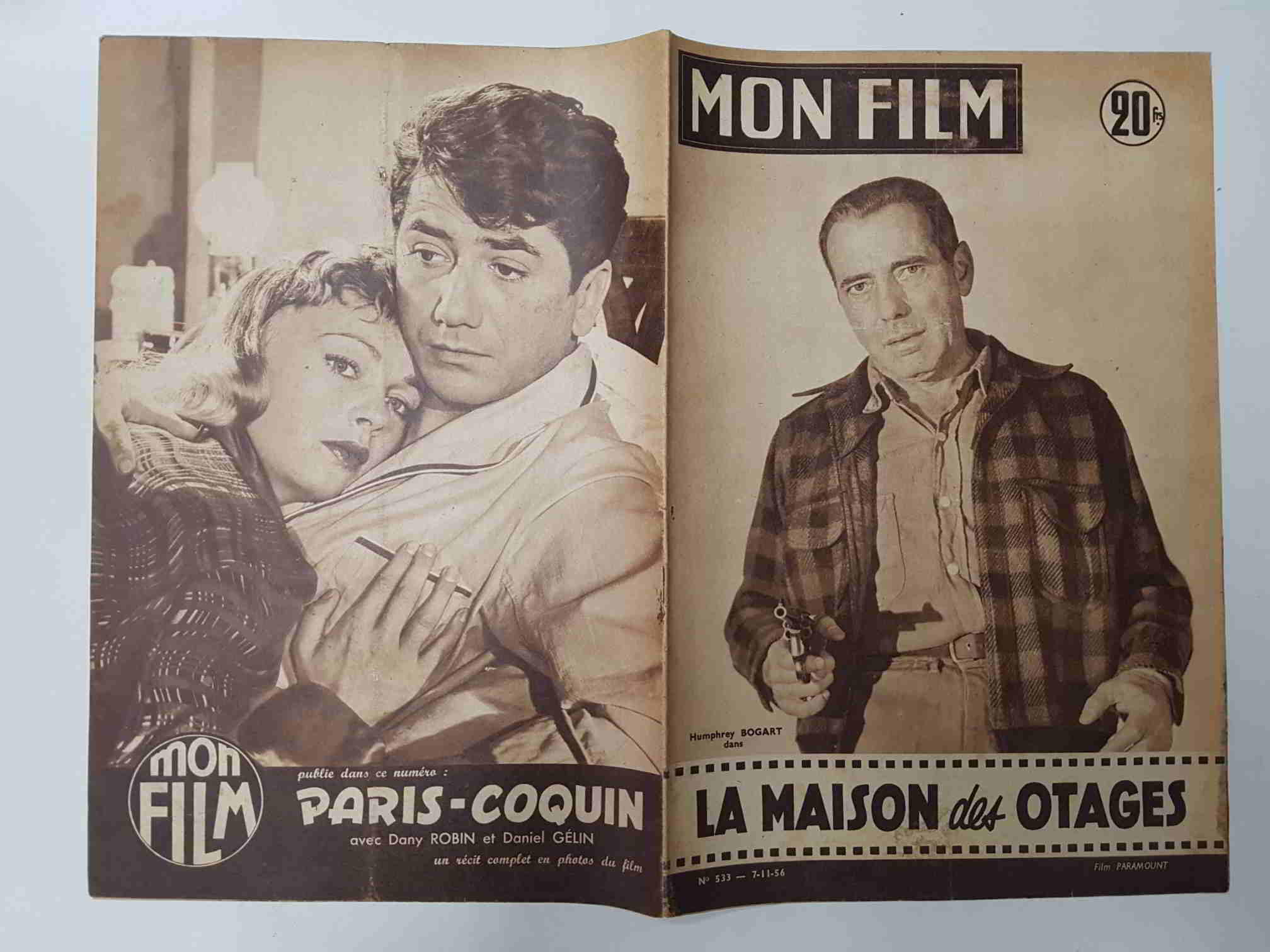 Revista: Mon Film num 533, 7-11-56. La maison des otages. Portada: Humphrey Bogart