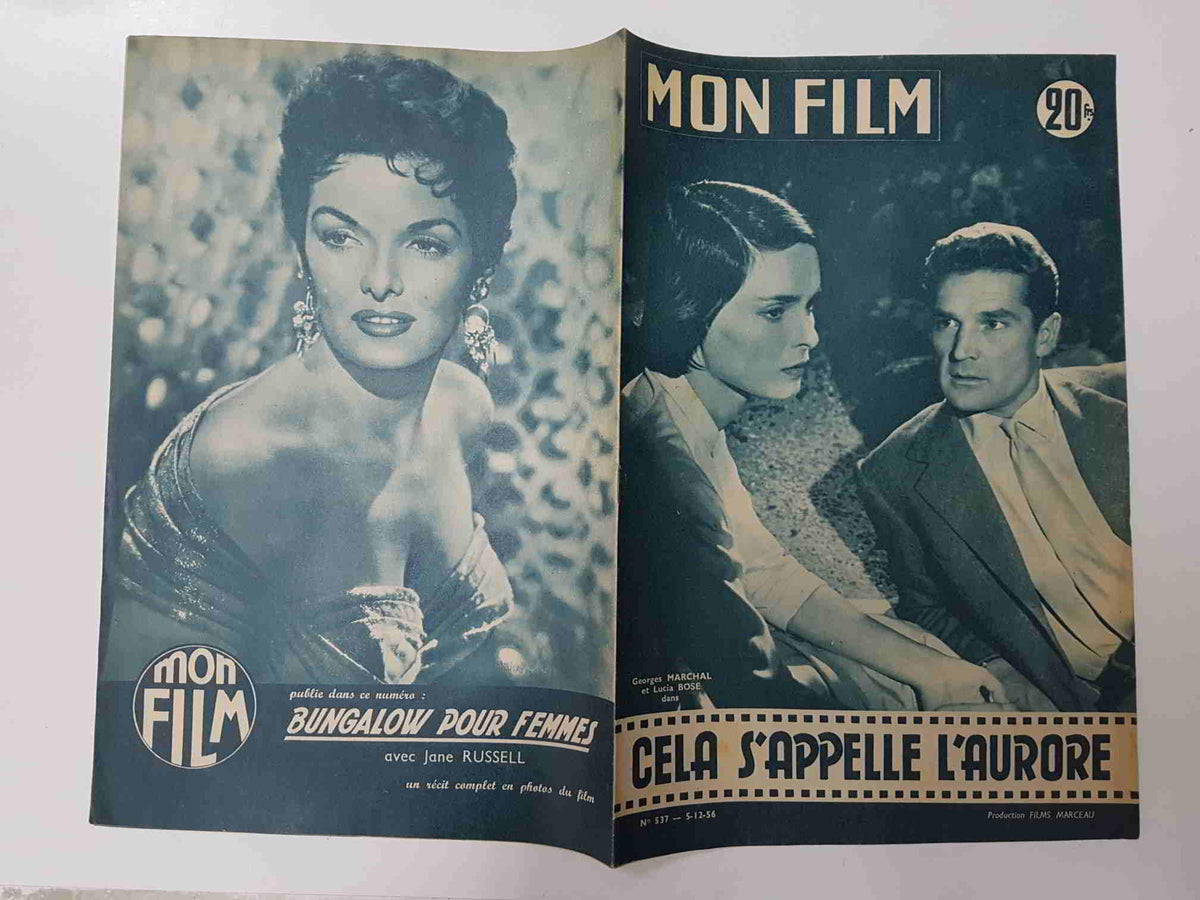 Revista: Mon Film num 537, 5-12-56. Cela sappelle laurore. Portada: Georges Marchal et Lucia Bose