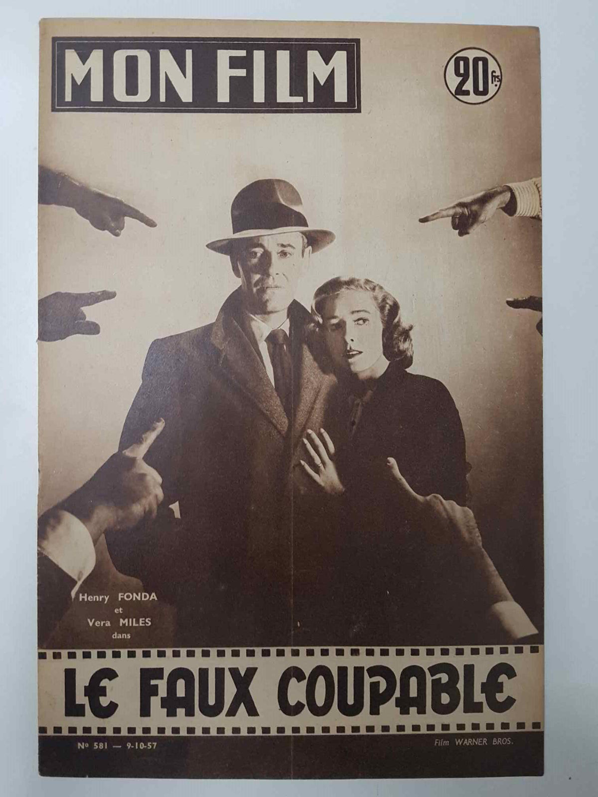 Revista: Mon Film num 581, 9-10-57. Le faux coupable. Portada: Henry Fonda, et Vera Miles