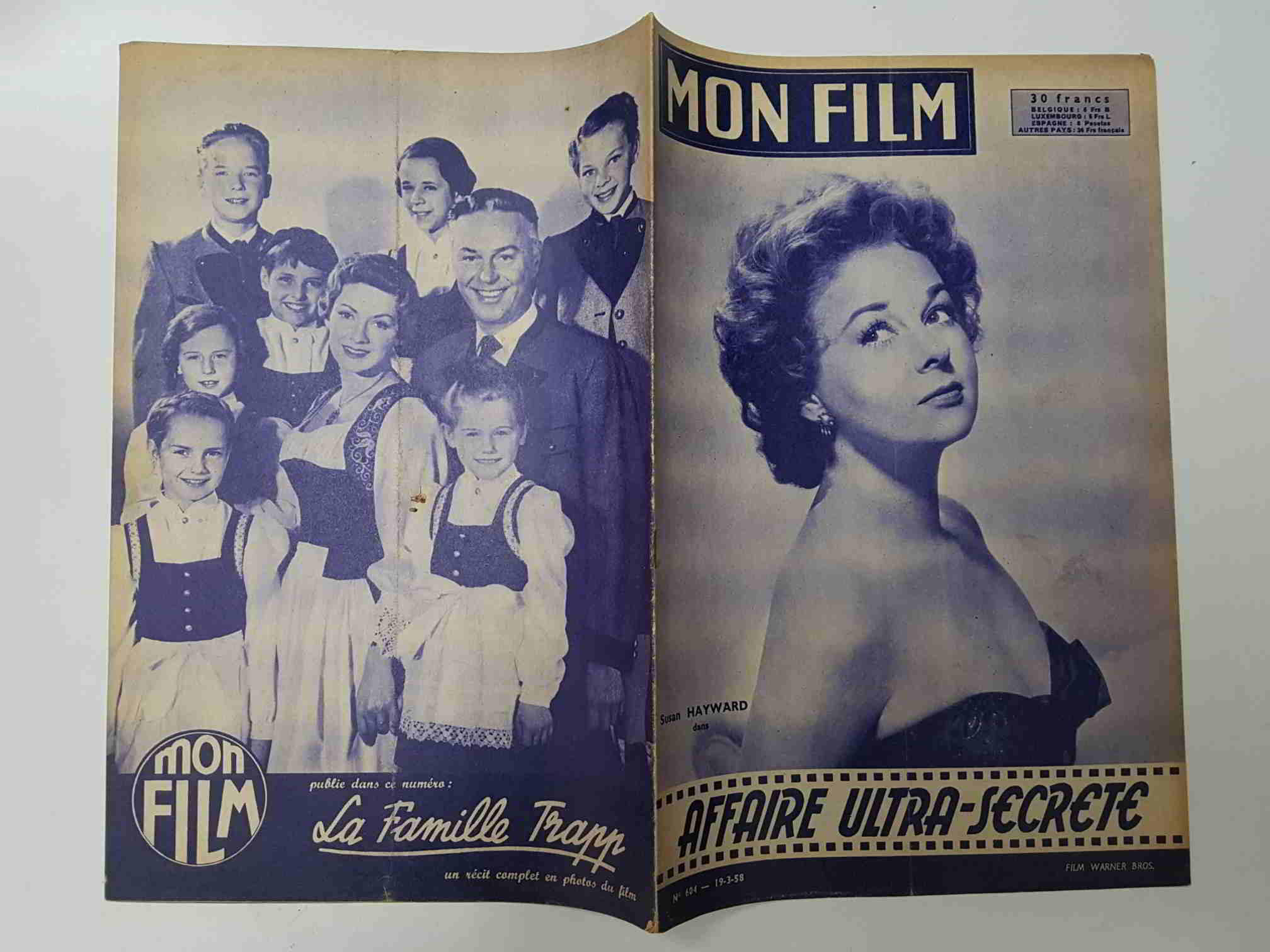 Revista: Mon Film num 604, 19-4-58. Affaire ultra-secrete. Portada: Susan Hayward