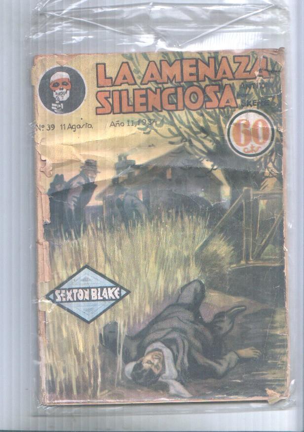 La Novela Aventura: num 039 año II, 1934 (num 1 trasera) - La amenaza silenciosa. Sexton Blake