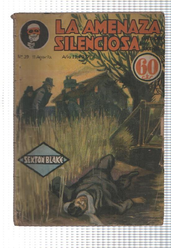 La Novela Aventura: num 039 año II, (num 2 trasera) 1934  - La amenaza silenciosa. Sexton Blake