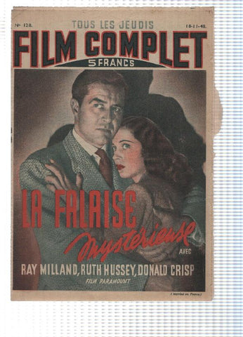 Revista: Film Complet num 128 (1948) - La falaise mysterieuse. Portada: Ray Milland, Ruth Hussey