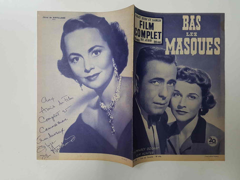 Revista: Film Complet num 378 (1953) - Bas les masques. Portada: Humphrey Bogart, Kim Hunter
