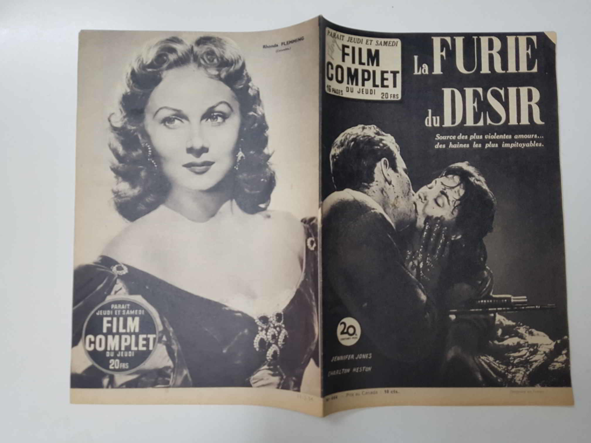 Revista: Film Complet num 444 (1954) - La Furie du desir. Portada: Jennifer Jones, Charlton Heston