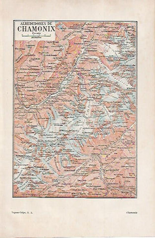LAMINA ESPASA 29912: Mapa de los alrededores de Chamonix Francia