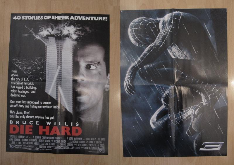 Poster doble cine: Die Hard y Spiderman 3