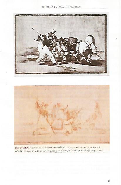 LAMINA COSSIO 51080: Los moros lanceando un toro en el campo