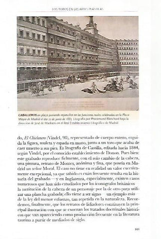 LAMINA COSSIO 51145: Caballeros en la Plaza Mayor de Madrid el 22 de junio de 1883 litografia de Pharamond Blanchart