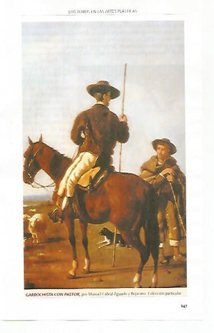 LAMINA COSSIO 51166: Garrochista con pastor por Manuel Cabral Aguado y Bejarano