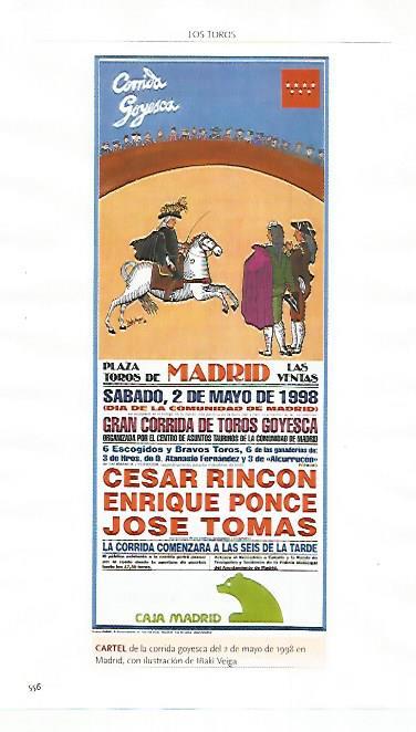 LAMINA COSSIO 51302: Cartel de la corrida goyesca de Madrid del 1998
