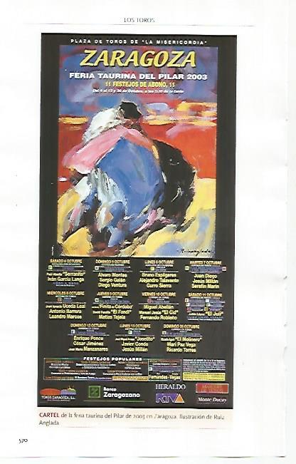 LAMINA COSSIO 51309: Cartel de Ruiz Anglada para Zaragoza 2003
