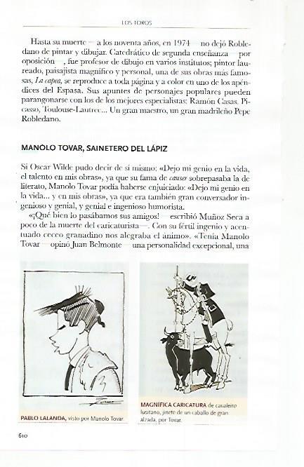 LAMINA COSSIO 51327: Pablo Lalanda y caricatura por Manolo Tovar